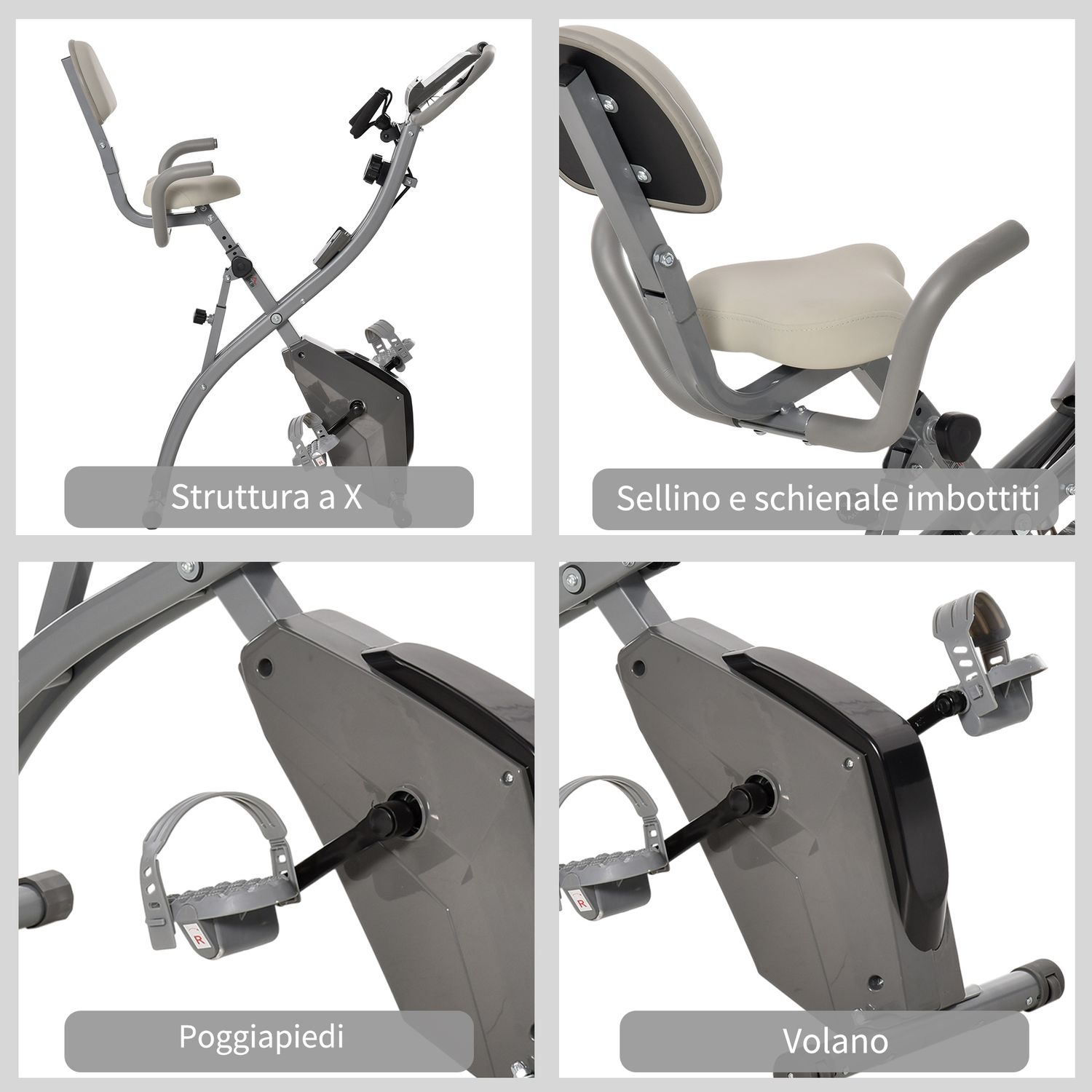 Homcom bicicleta pliabila 2 in 1, 8 nivele, gri fotografia produsului View 4 L