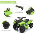 HOMCOM Quad Electric pentru Copii Baterie 6V Faruri Functionale si Pedale Verde fotografia produsului View 8 S