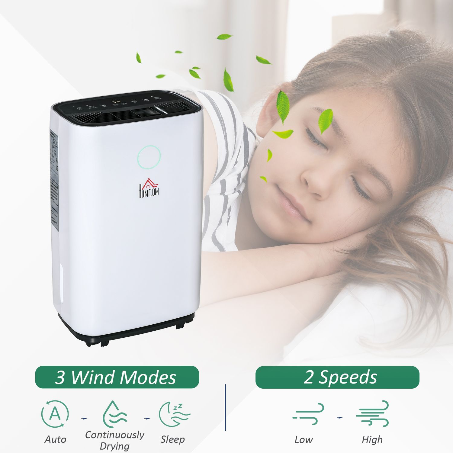 HomCom dezumidificator de 20L, 3 moduri si 2 viteze, alb fotografia produsului View 3 L