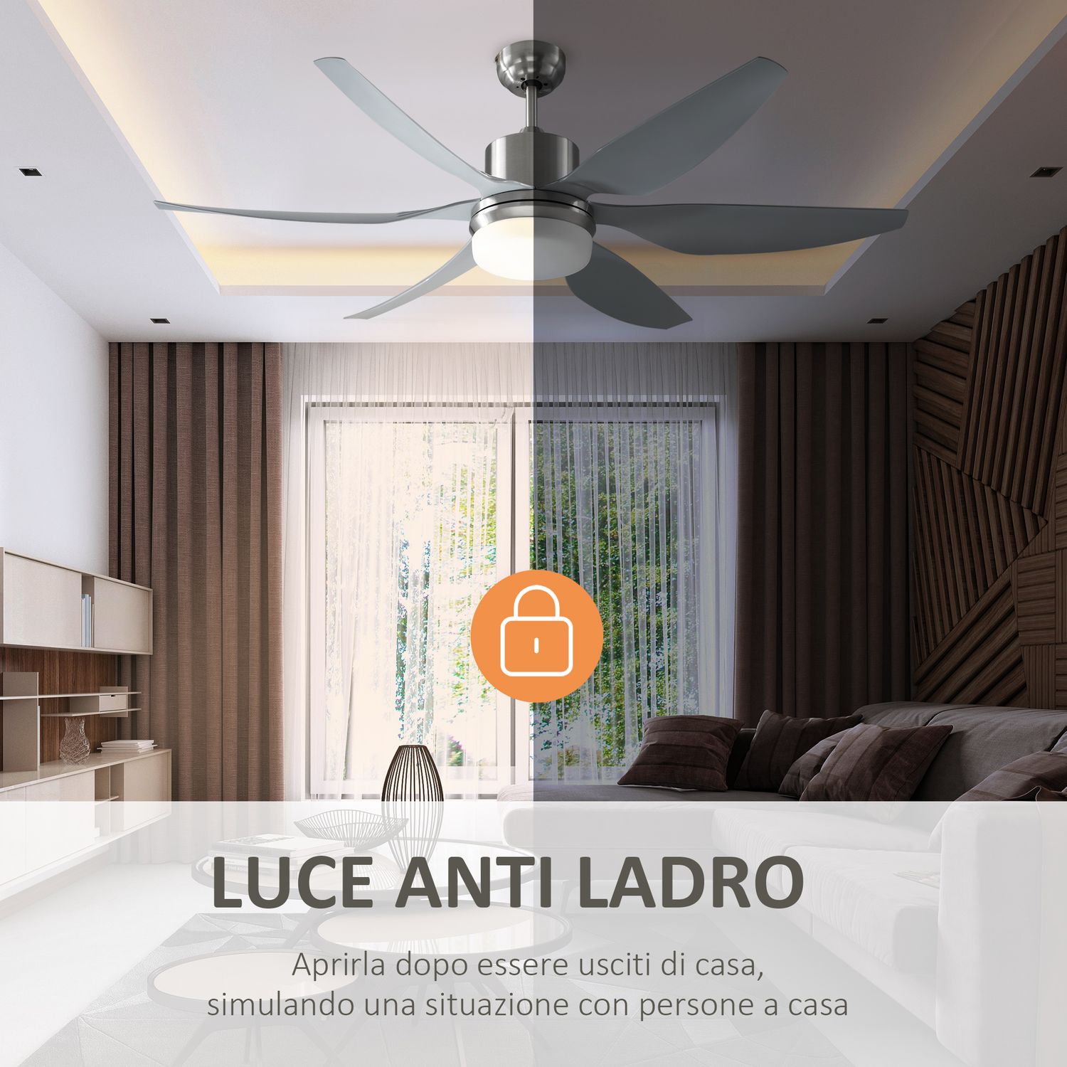 HOMCOM Ventilator de Tavan cu Lumini LED si Telecomanda Inclusa, 132x43cm fotografia produsului View 5 L