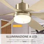 HOMCOM Ventilator de Tavan cu Lumini LED si Telecomanda Inclusa, 132x43cm fotografia produsului View 8 S
