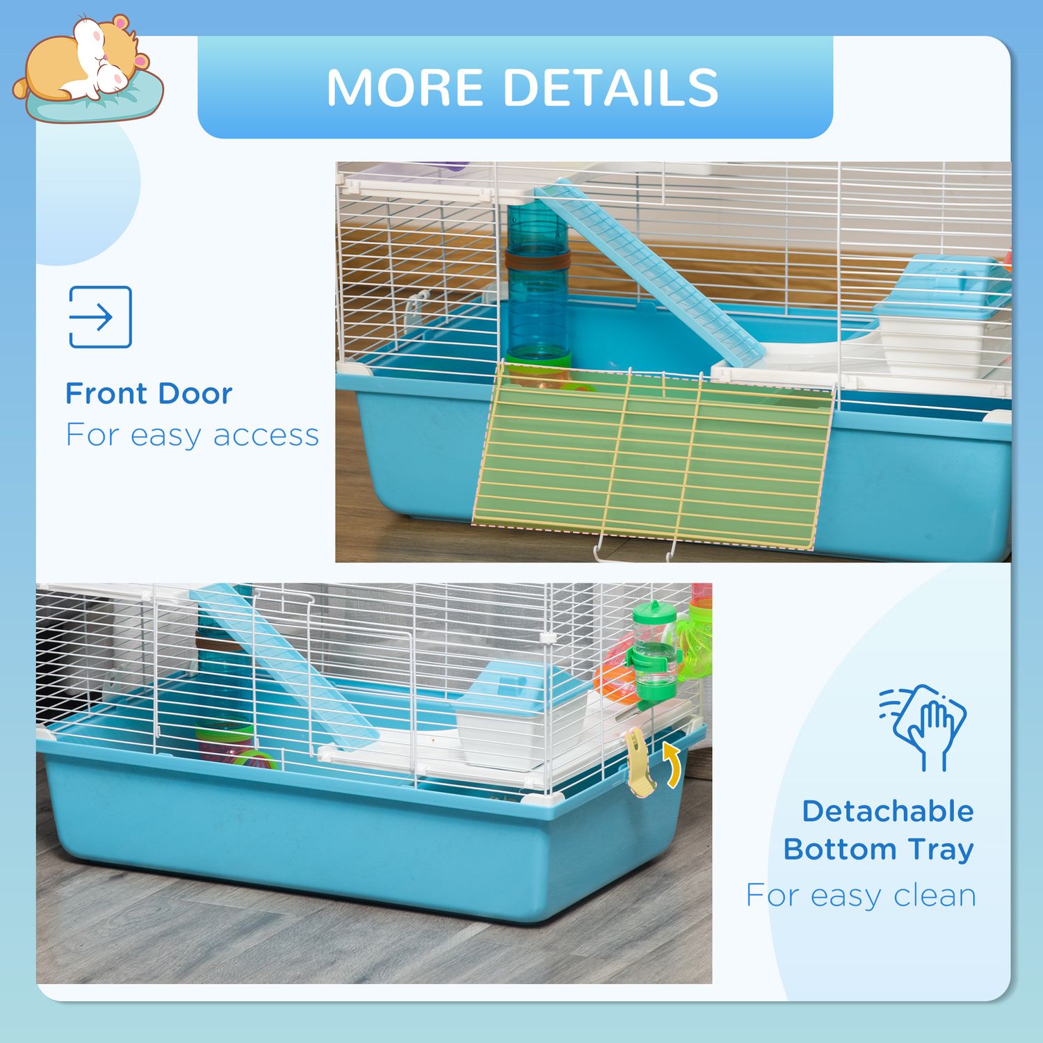 PawHut cusca mare pentru hamsteri, din otel, 59x36x47cm fotografia produsului View 3 L