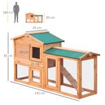 PawHut cusca din lemn pentru iepuri, 145x46x85cm, maro fotografia produsului View 2 S