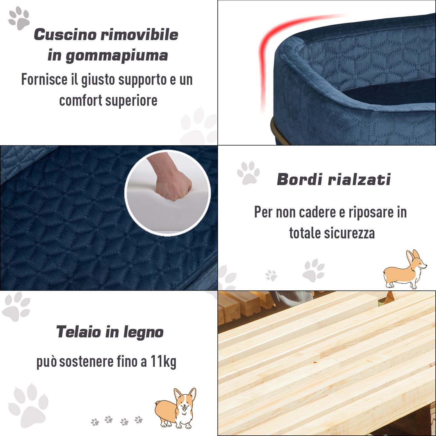 PawHut canapea pentru animale de companie, 63,5x43x24,5cm fotografia produsului View 5 L