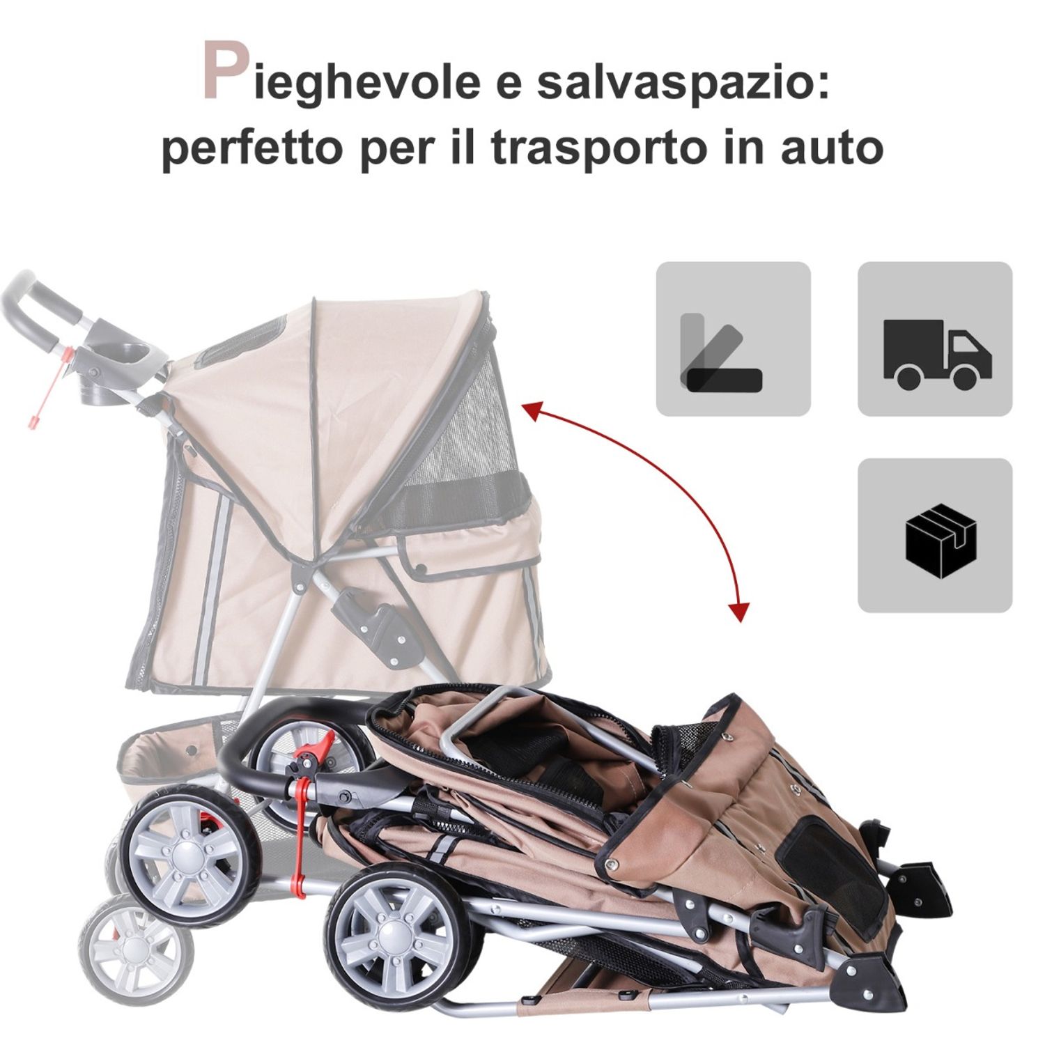 PawHut Carucior pentru Caini Pliabil, 75 x 45 x 97cm fotografia produsului View 4 L