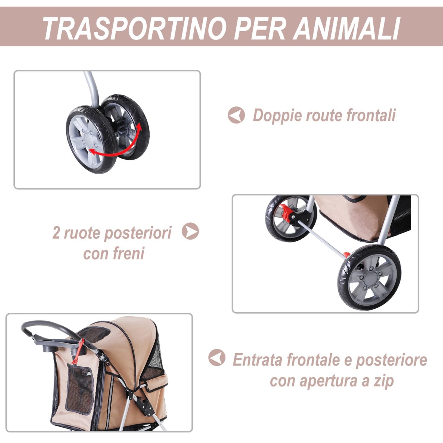 PawHut Carucior pentru Caini Pliabil, 75 x 45 x 97cm fotografia produsului View 8 L