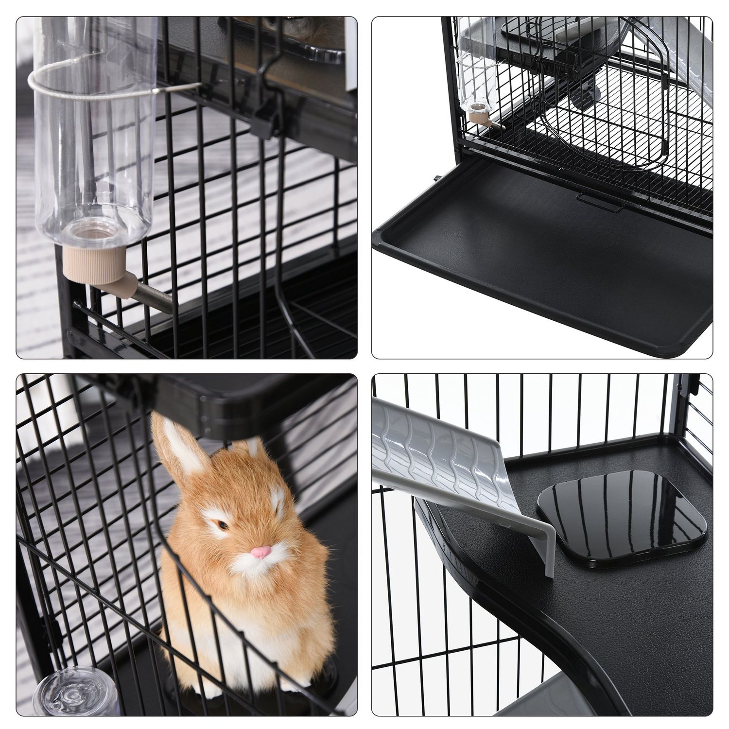 PawHut Cusca pentru Animale Mici cu Rampe, Platforme si Roti 64x43,5x93cm fotografia produsului View 5 L