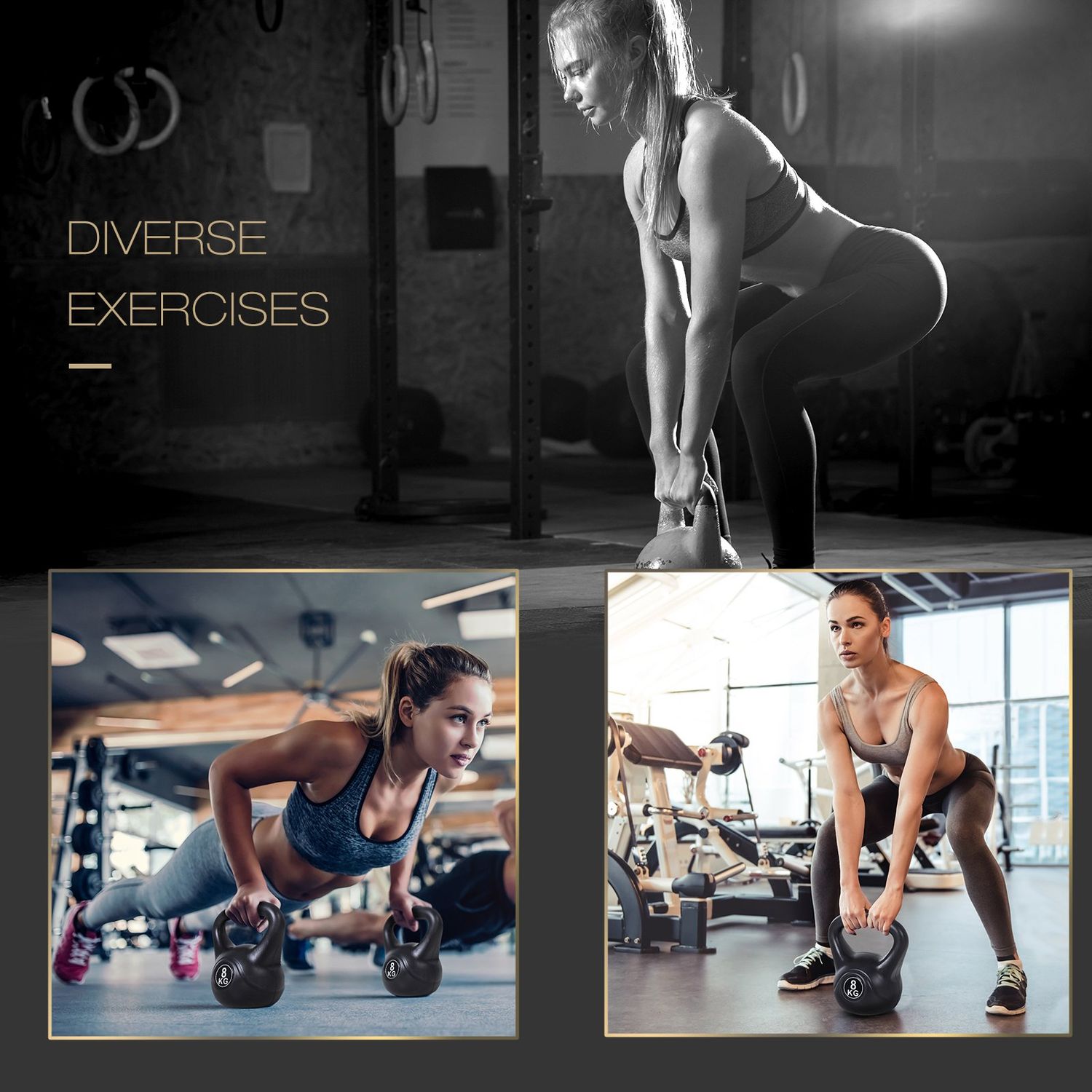Homcom Kettlebell 8 kg pentru Antrenament Cross Training Negru fotografia produsului