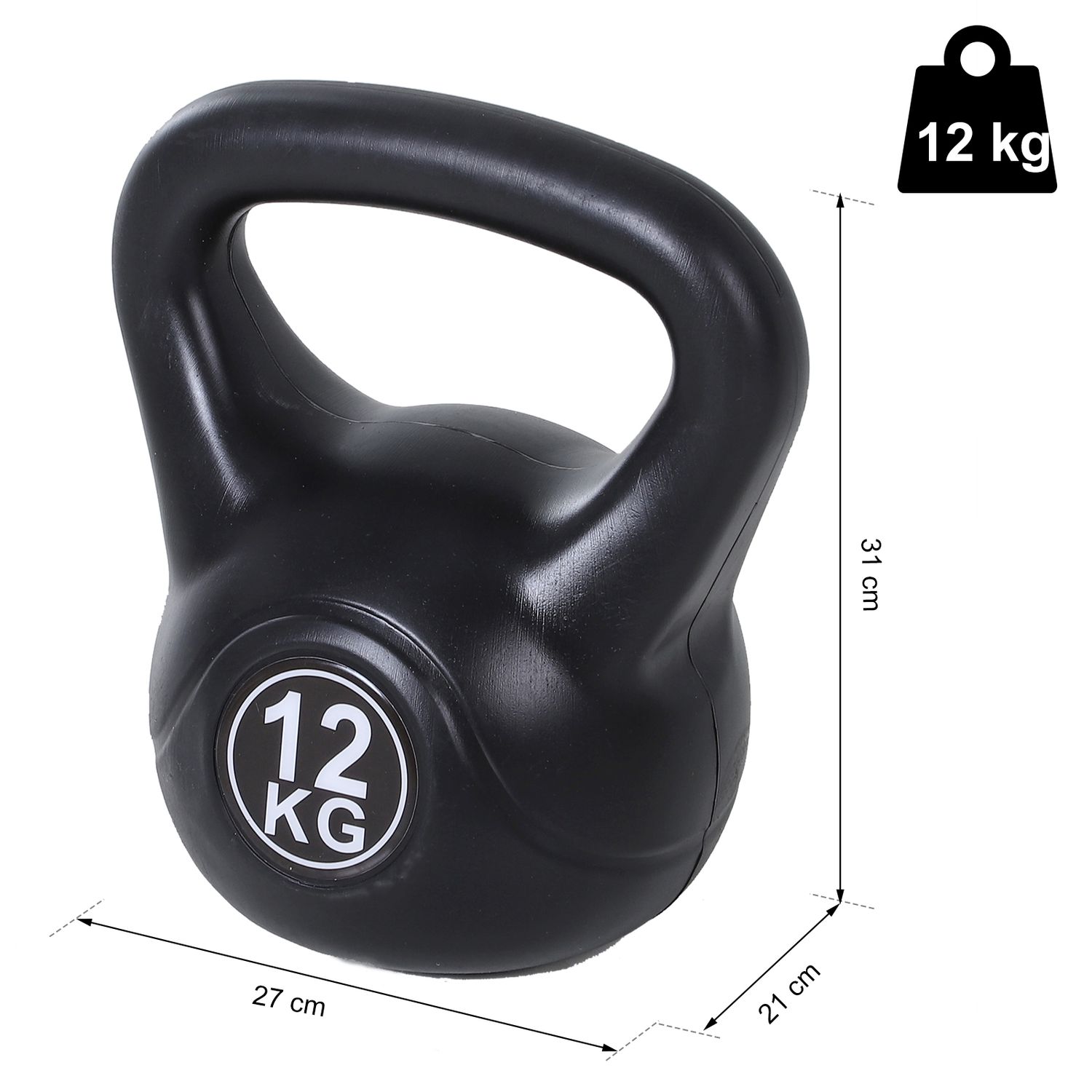 HomCom gantera kettlebell 12 kg,27x21x31cm negru fotografia produsului View 5 L