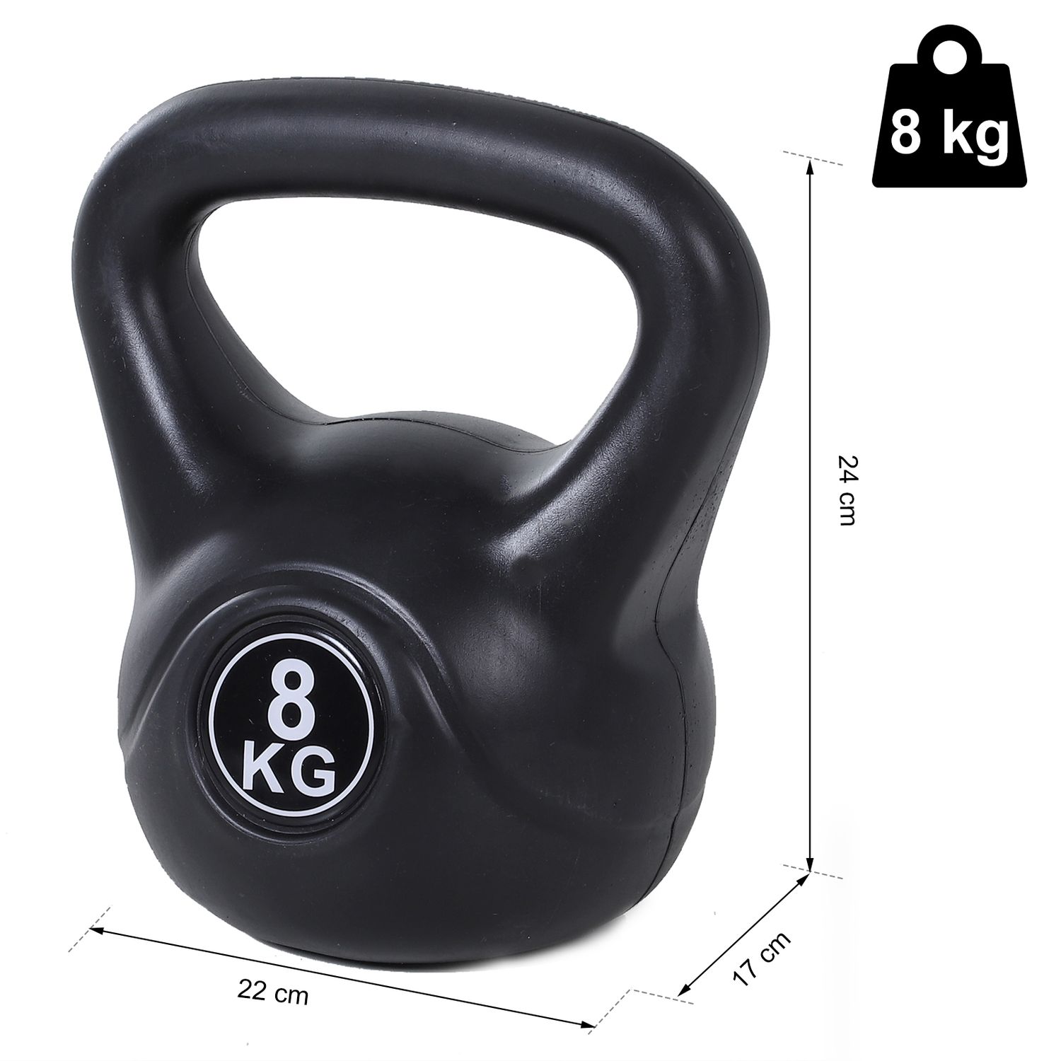 Homcom Kettlebell 8 kg pentru Antrenament Cross Training Negru fotografia produsului View 2 L