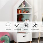 HOMCOM, raft biblioteca pentru copii, 50x30x142cm, alb fotografia produsului View 6 S