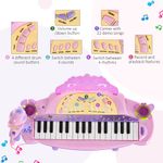 HomCom set pianina pentru copii, taburet si microfon, roz fotografia produsului View 3 S