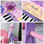 HomCom set pianina pentru copii, taburet si microfon, roz fotografia produsului View 4 S