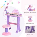 HomCom set pianina pentru copii, taburet si microfon, roz fotografia produsului View 5 S