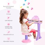 HomCom set pianina pentru copii, taburet si microfon, roz fotografia produsului View 6 S