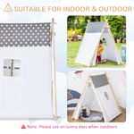 HOMCOM Cort Indian pentru Copii 3-6 Ani cu Usa si Fereastra din Lemn si Poliester, 130x111x136cm, Gri si Alb fotografia produsului View 3 S