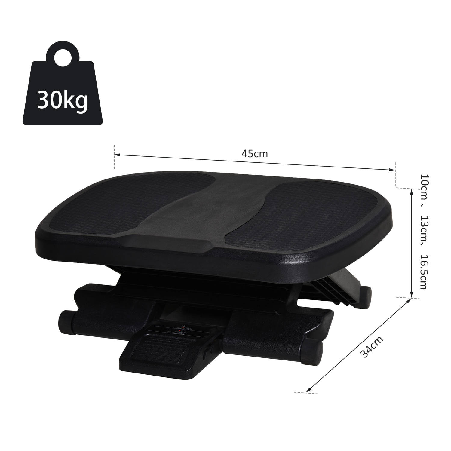 HomCom platforma taburet pentru birou,10-16.5cm, neagra fotografia produsului View 2 L