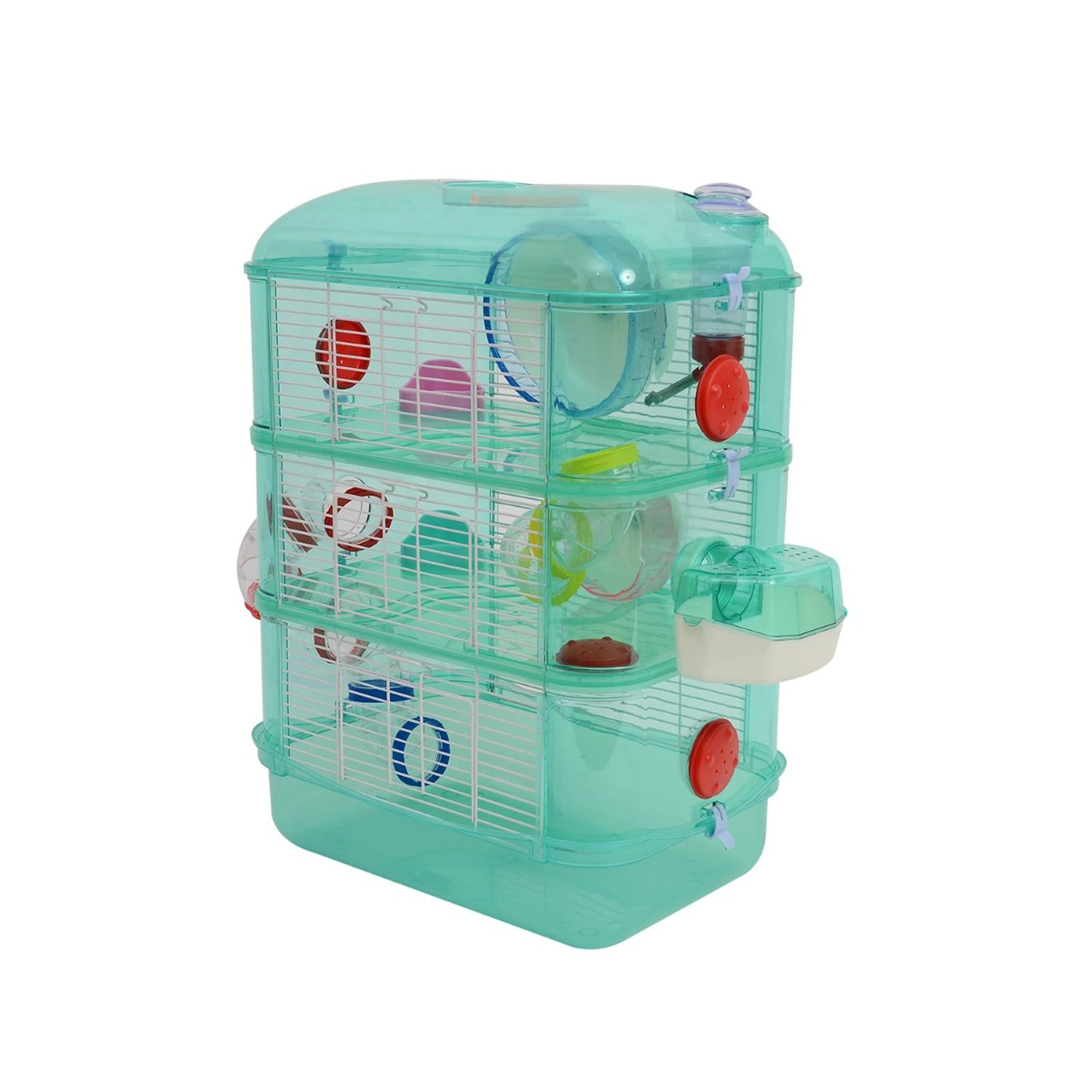 PawHut Cusca pentru Hamster 3 Niveluri, Verde, 40.5x28x55cm fotografia produsului View 3 L