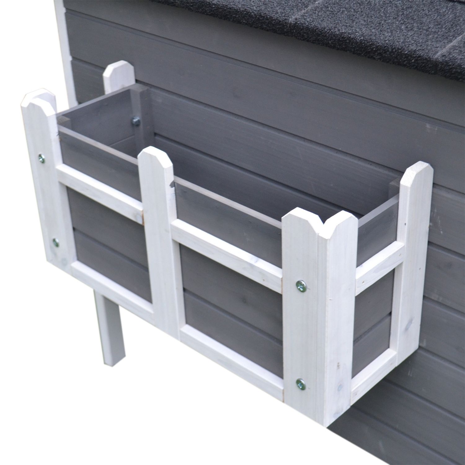 PawHut, cusca inaltata cu balcon si acoperis, 83x66.5x74.7 cm fotografia produsului View 5 L