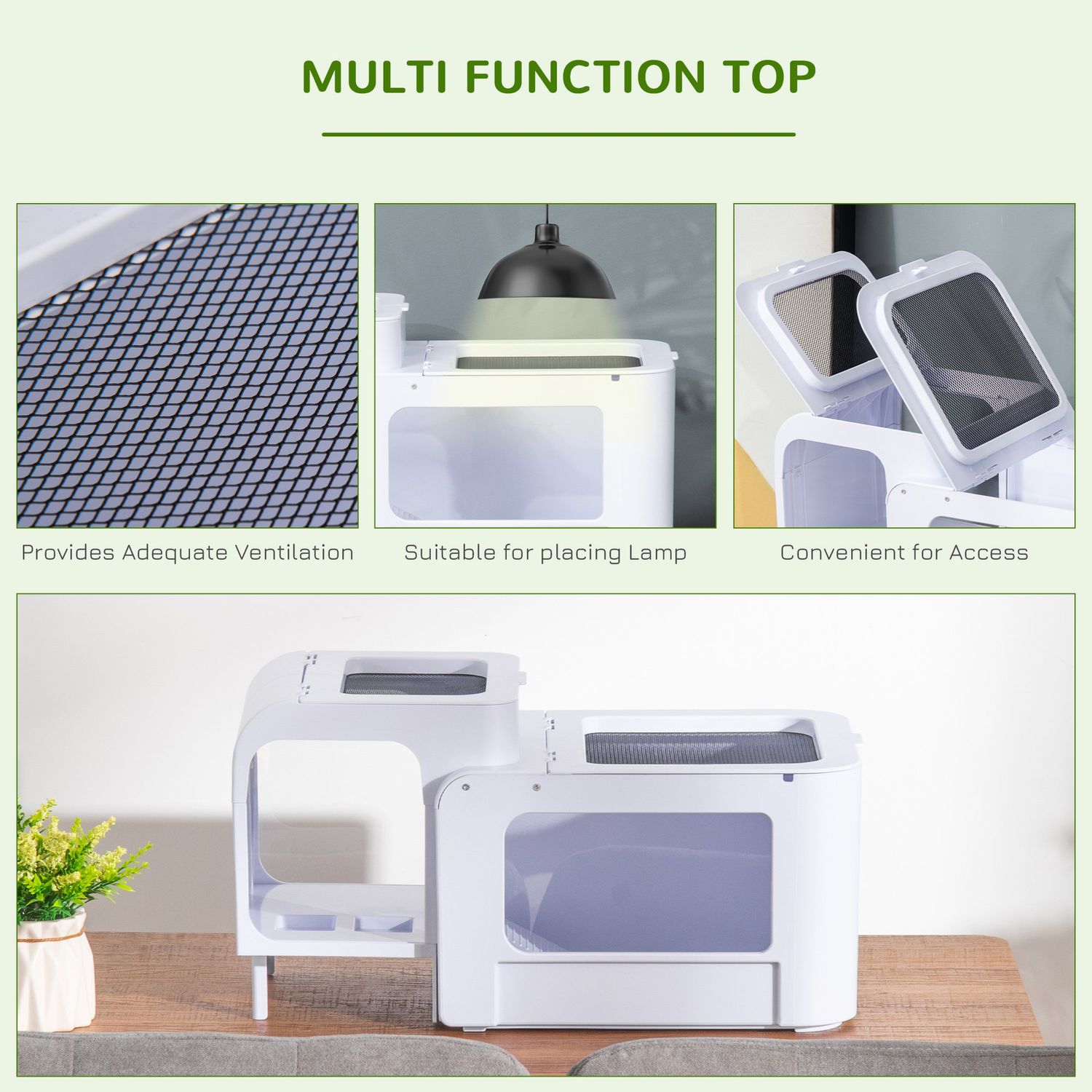 PawHut terariu cu platforme pentru broaste testoase, 47x 28x25cm, alb fotografia produsului View 4 L