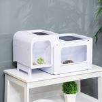 PawHut terariu cu platforme pentru broaste testoase, 47x 28x25cm, alb fotografia produsului
