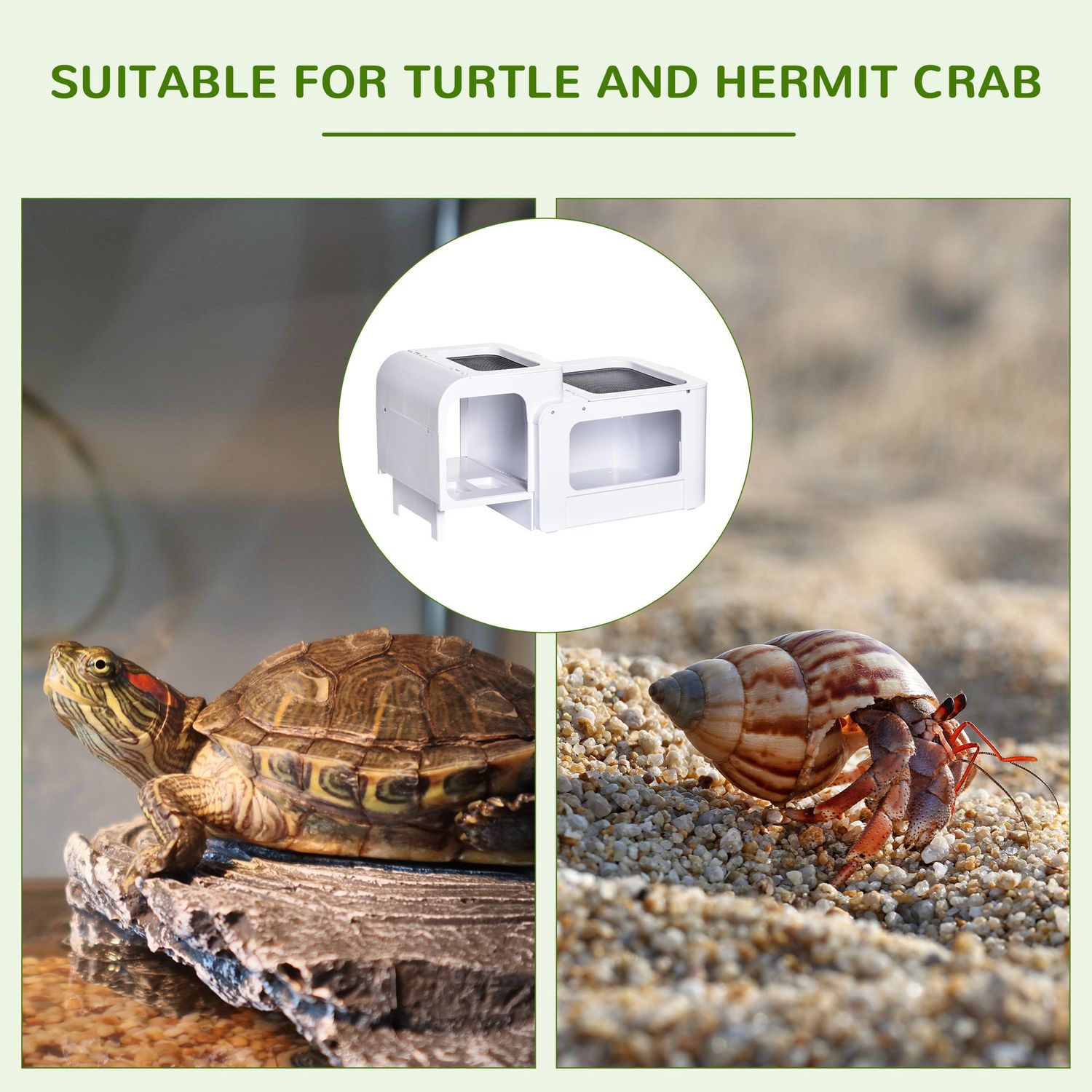 PawHut terariu cu platforme pentru broaste testoase, 47x 28x25cm, alb fotografia produsului View 6 L