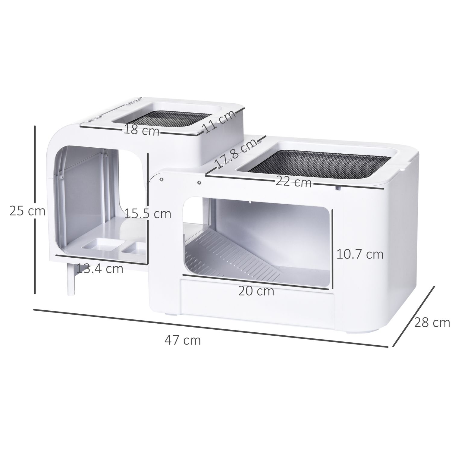 PawHut terariu cu platforme pentru broaste testoase, 47x 28x25cm, alb fotografia produsului View 2 L