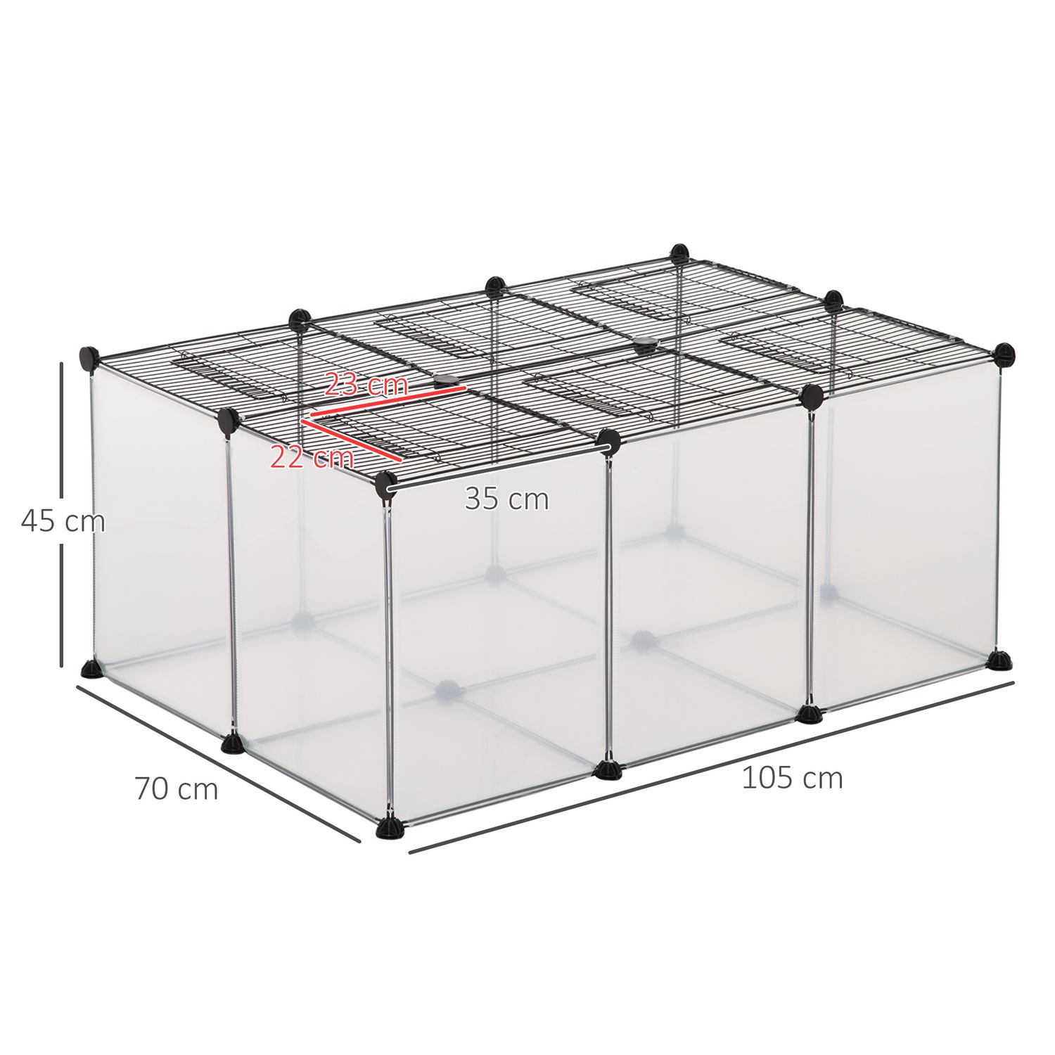 PawHut cusca metalica modulara, 140x70x45cm, neagra fotografia produsului View 2 L