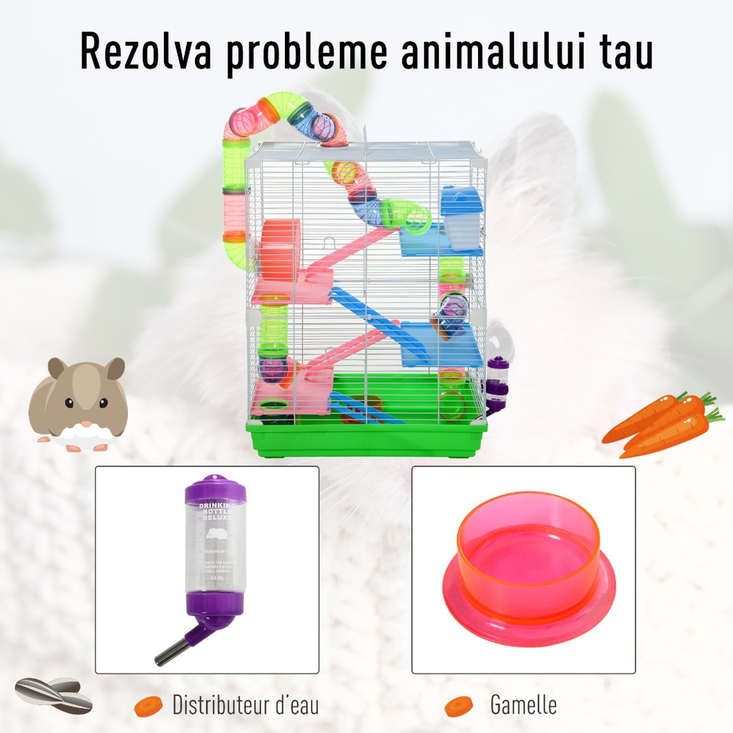 PawHut, cusca cu 5 niveluri pentru rozatoare, 46x30x58 cm fotografia produsului View 4 L