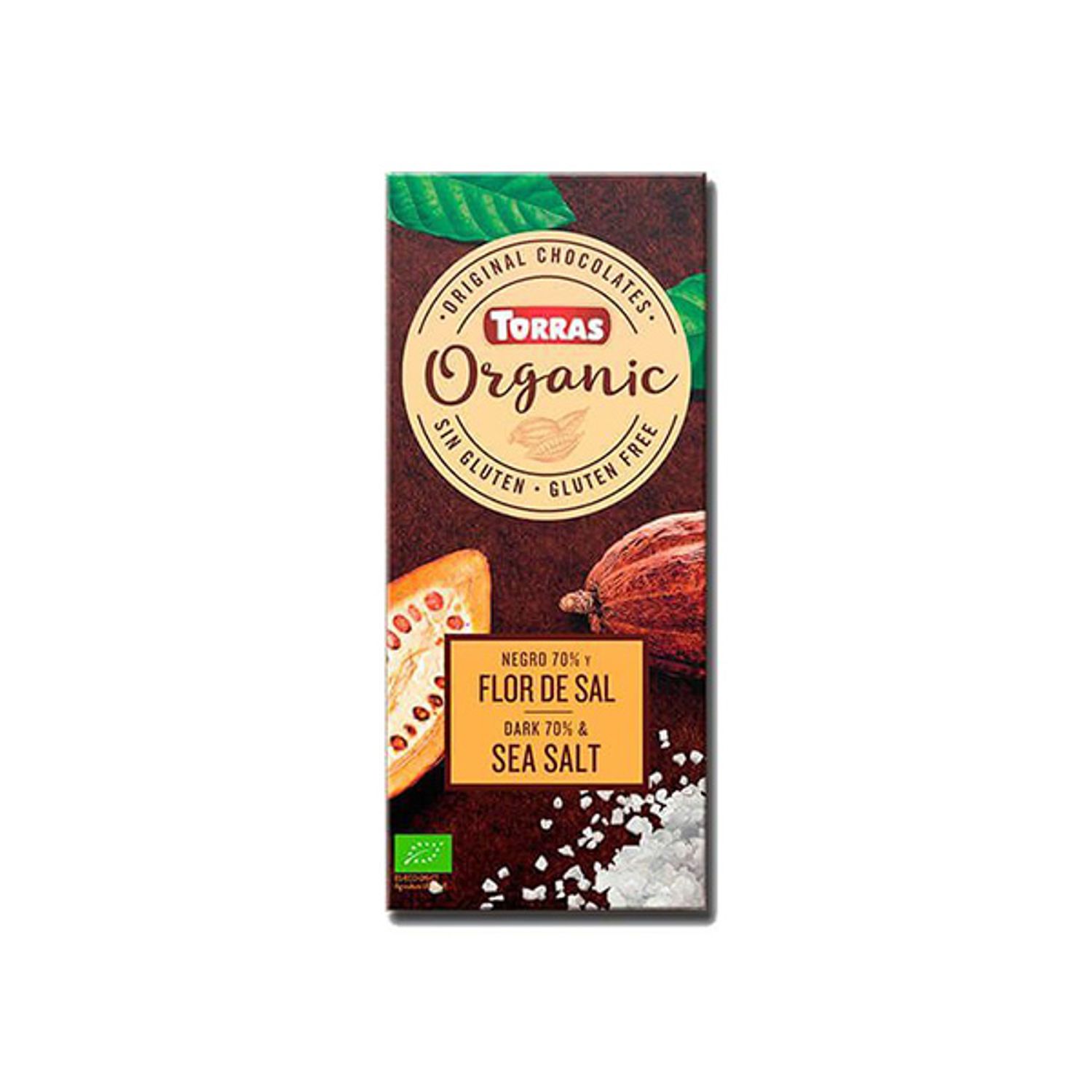 Ciocolata neagra cu 70% cacao si sare de mare, fara gluten, Torras fotografia produsului