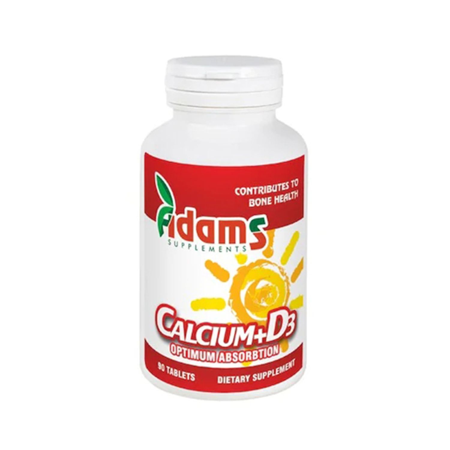 Calciu+Vitamina D3, 600 mg + 3mcg, 90 tablete, Adams Vision fotografia produsului