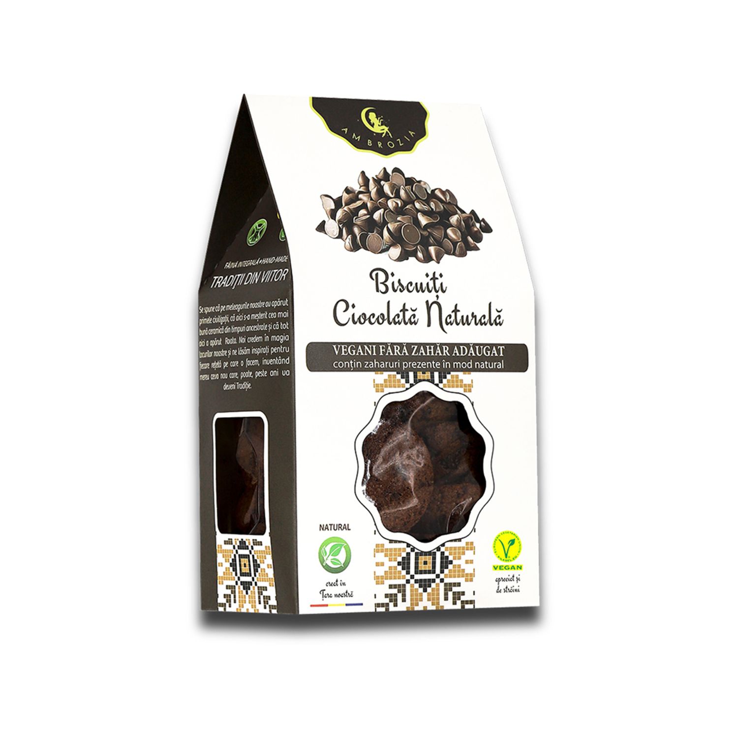 Biscuiti cu ciocolata naturala, 150g, Ambrozia fotografia produsului