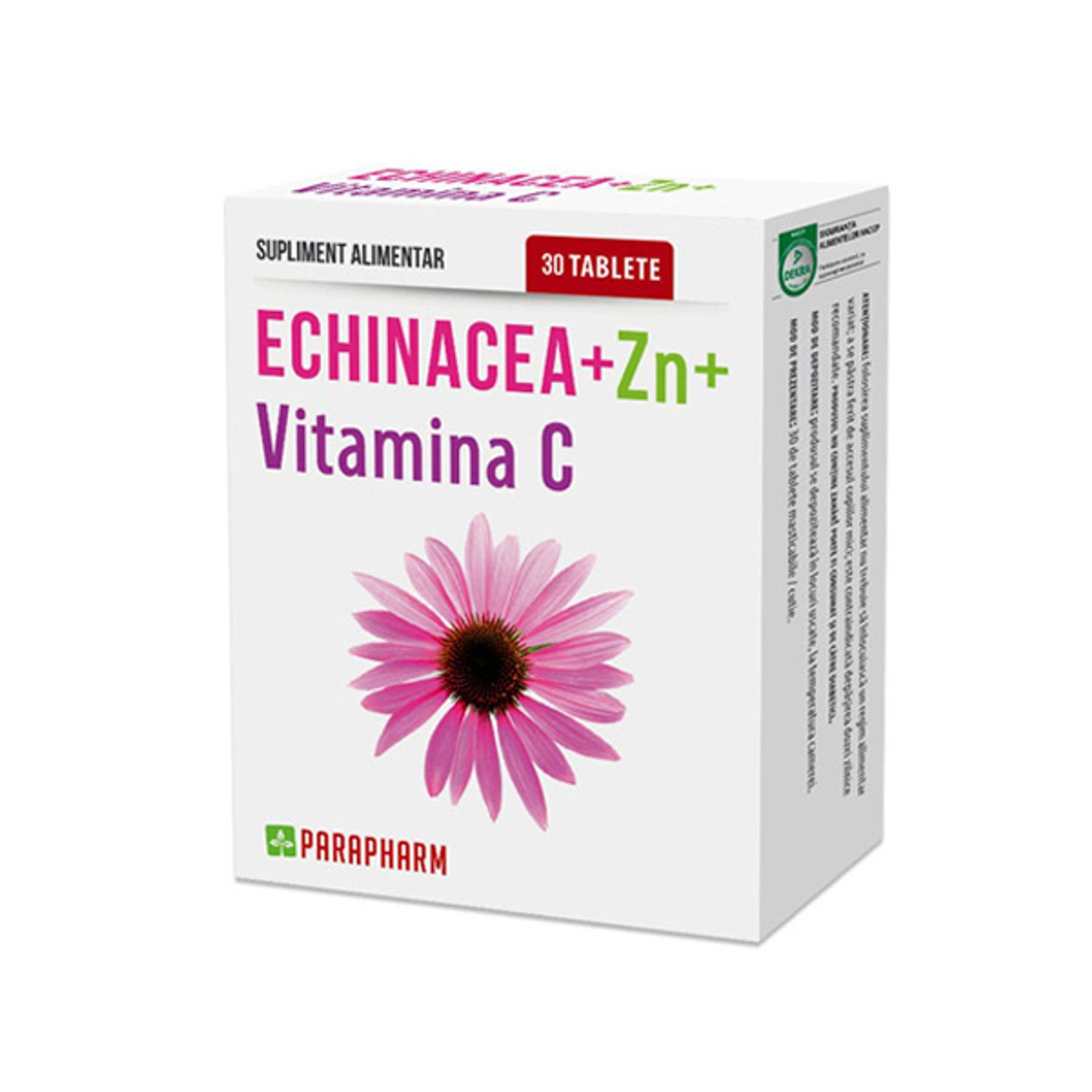 Echinacea + Zinc + Vitamina C, 30 tablete, Parapharm fotografia produsului