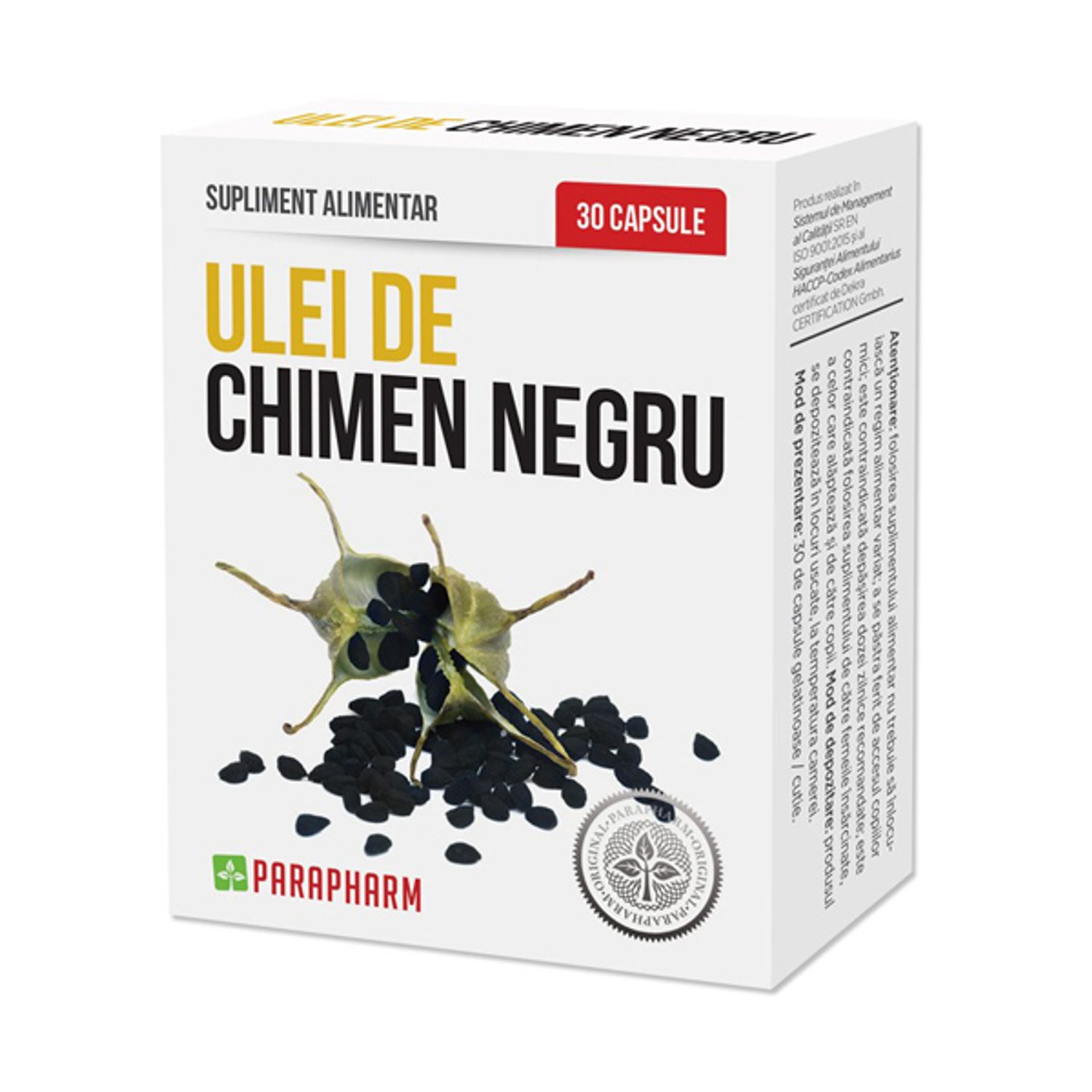 Ulei de chimen negru, 30 capsule, Parapharm fotografia produsului