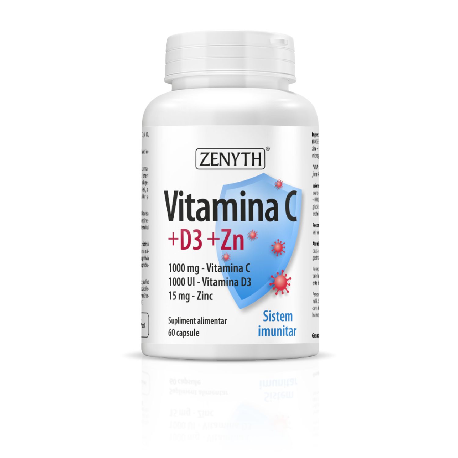 Vitamina C +D3 +Zn, 60 capsule, Zenyth fotografia produsului