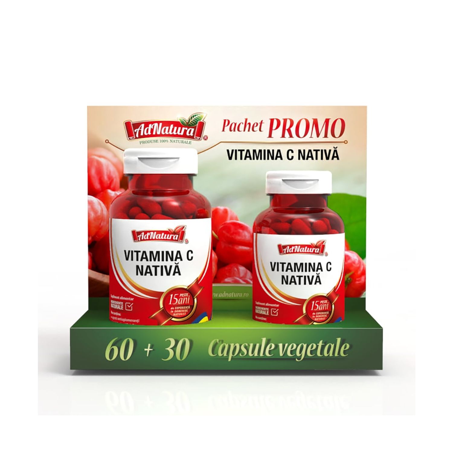 Vitamina C Nativa Pachet, 60 + 30 capsule, Adnatura fotografia produsului