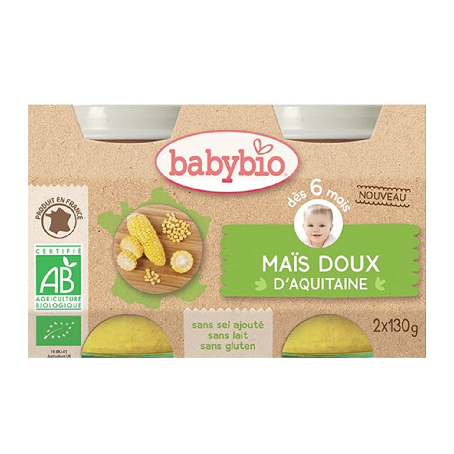 Piure de porumb dulce, 2x130g, BABYBIO fotografia produsului