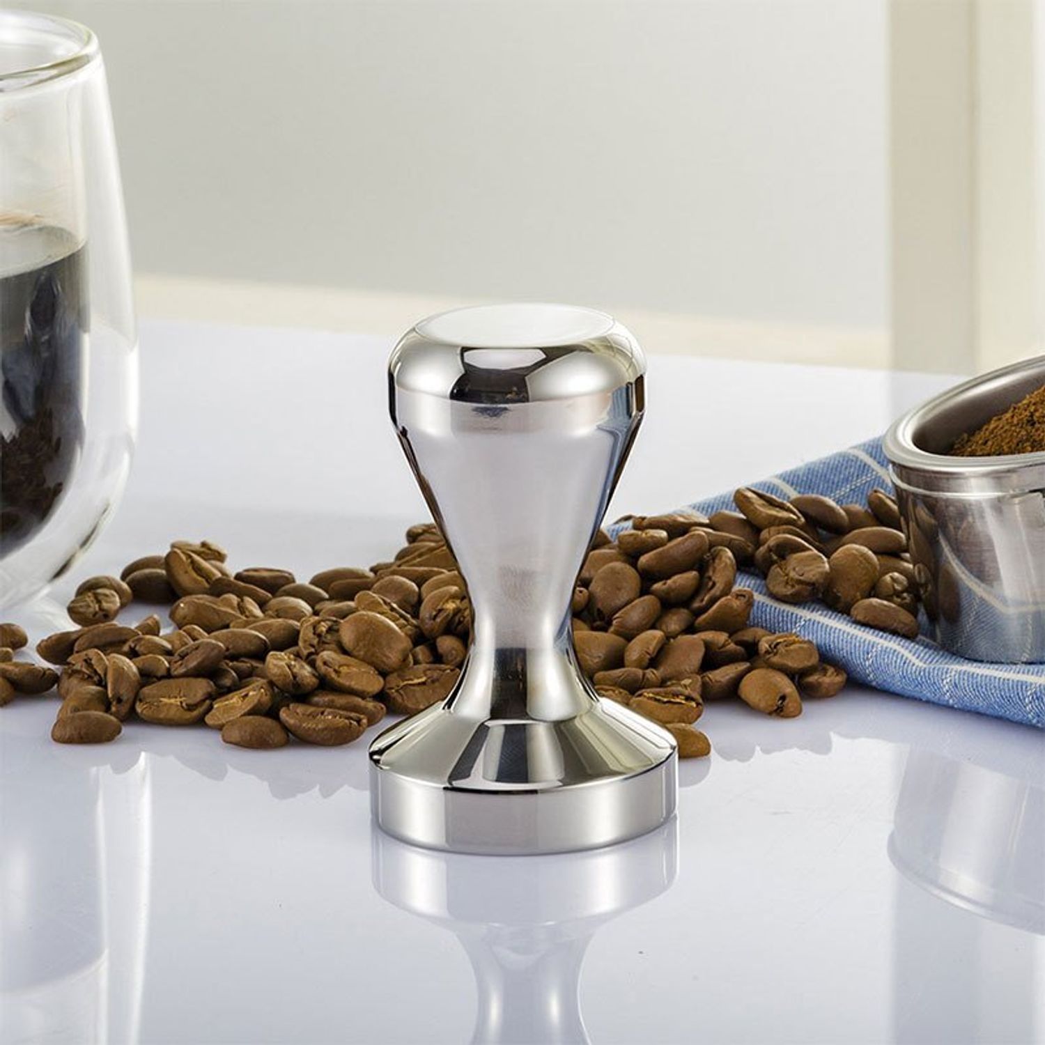 Tamper/presa inox pentru cafea, baza 49 mm, argintiu fotografia produsului View 3 L