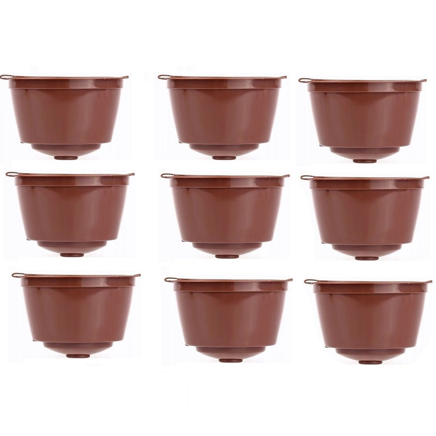 Set 9 capsule reutilizabile cafea, Plastic/Silicon, 52 x 35 mm, Maro fotografia produsului