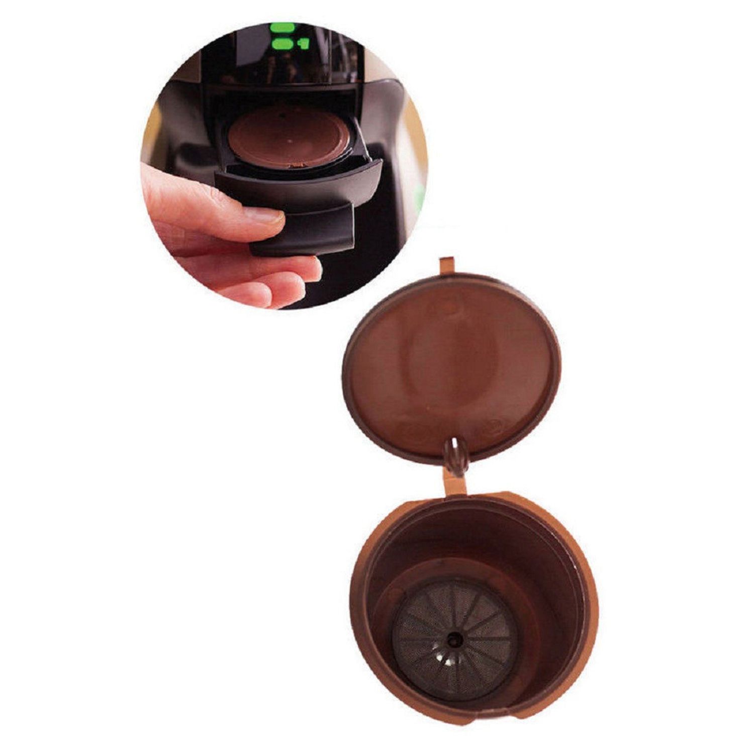 Set 5 capsule Dolce gusto reincarcabila/lavabila, material plastic, maro fotografia produsului View 3 L