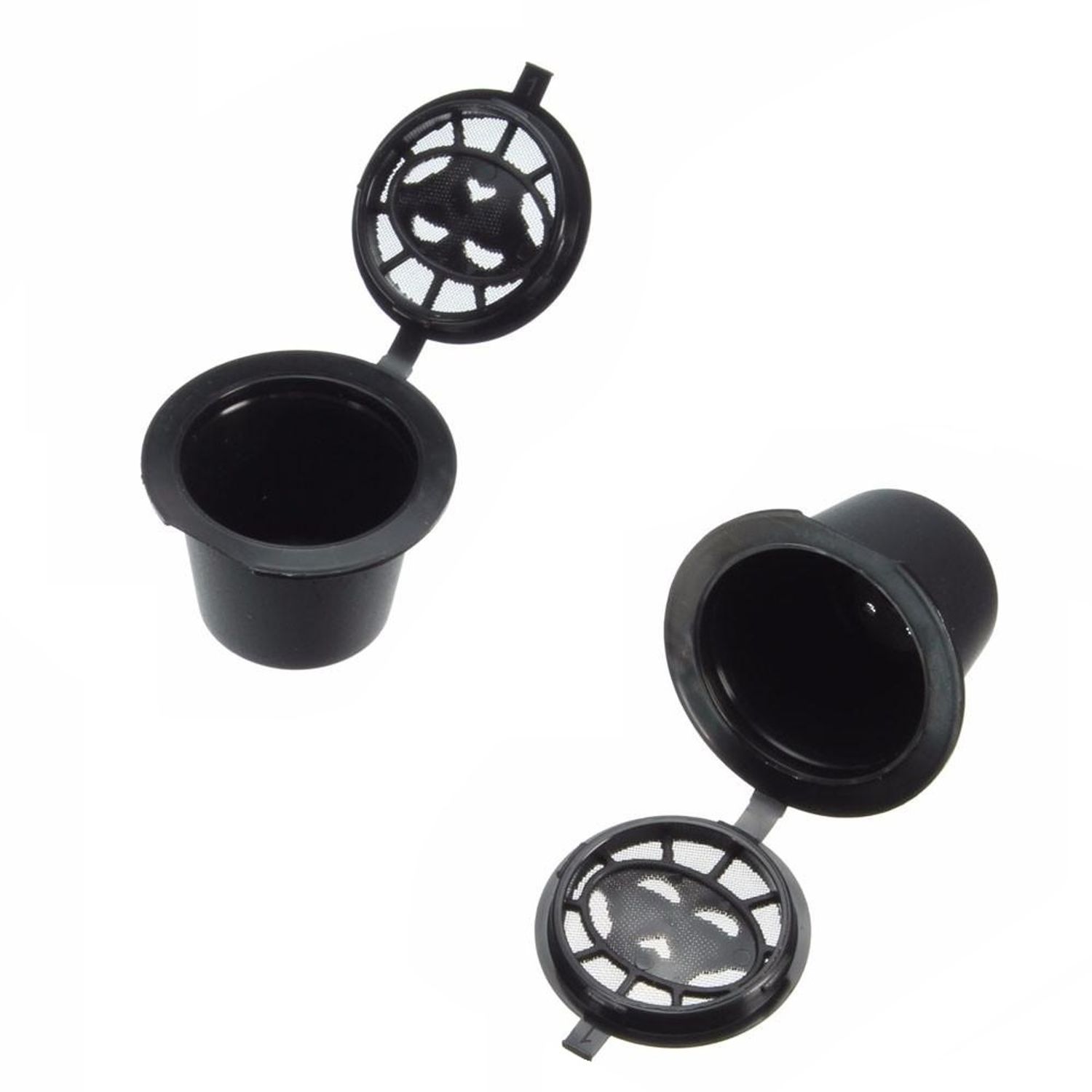 Set 2 capsule reutilizabile cafea compatibile cu Nespresso, Plastic, Negru fotografia produsului