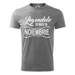 Tricou pentru barbati,personalizat  Legendele se nasc in noiembrie , Gri , marimea L fotografia produsului