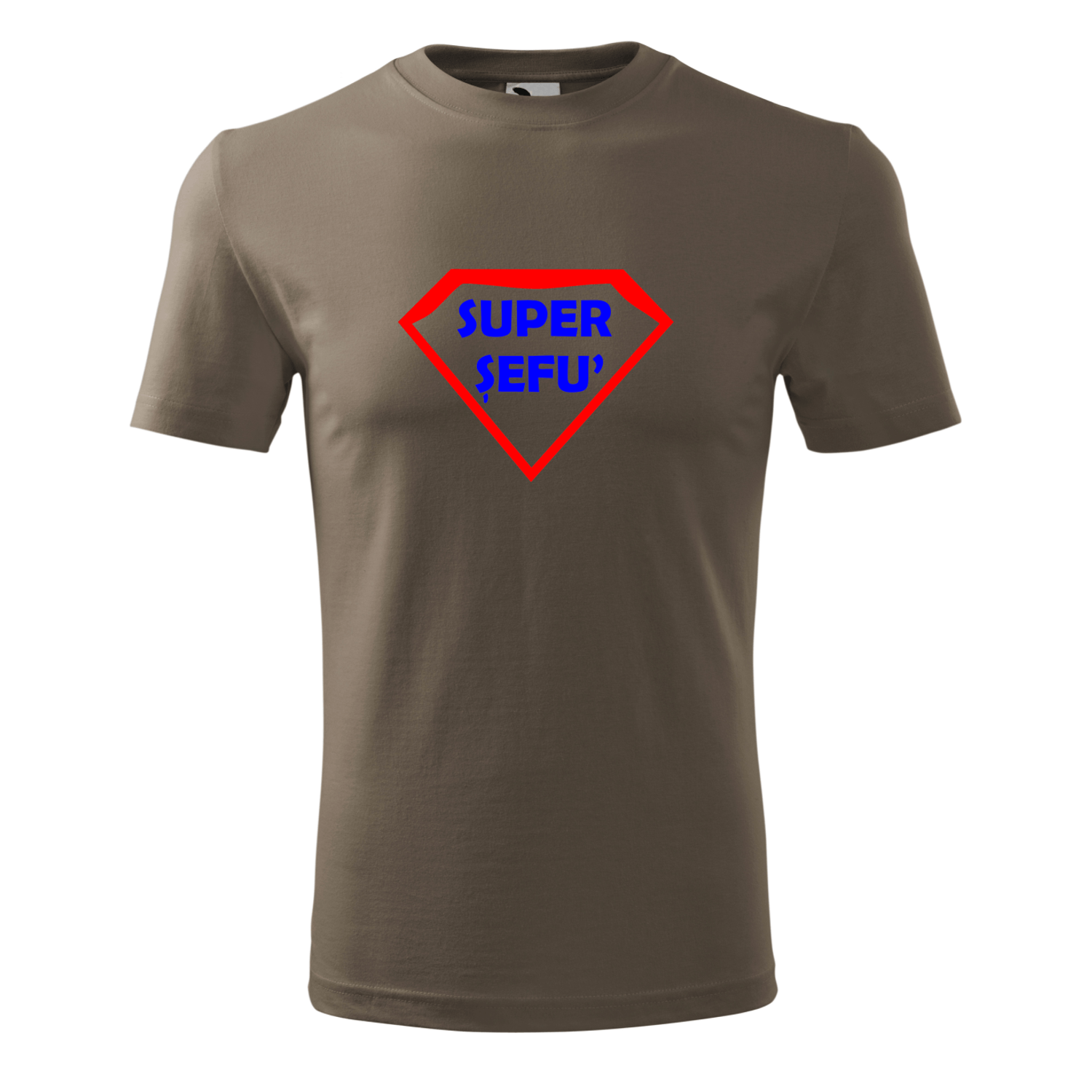 Tricou pentru barbati,  personalizat "Super sefu", Kaki, marimea L Tricou pentru barbati,personalizat Super sefu, Kaki, marimea L fotografia produsului