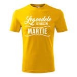 Tricou pentru barbati,personalizat  Legendele se nasc in martie , Galben, marimea M fotografia produsului
