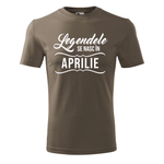 Tricou pentru barbati,personalizat  Legendele se nasc in aprilie , Kaki, marimea M fotografia produsului