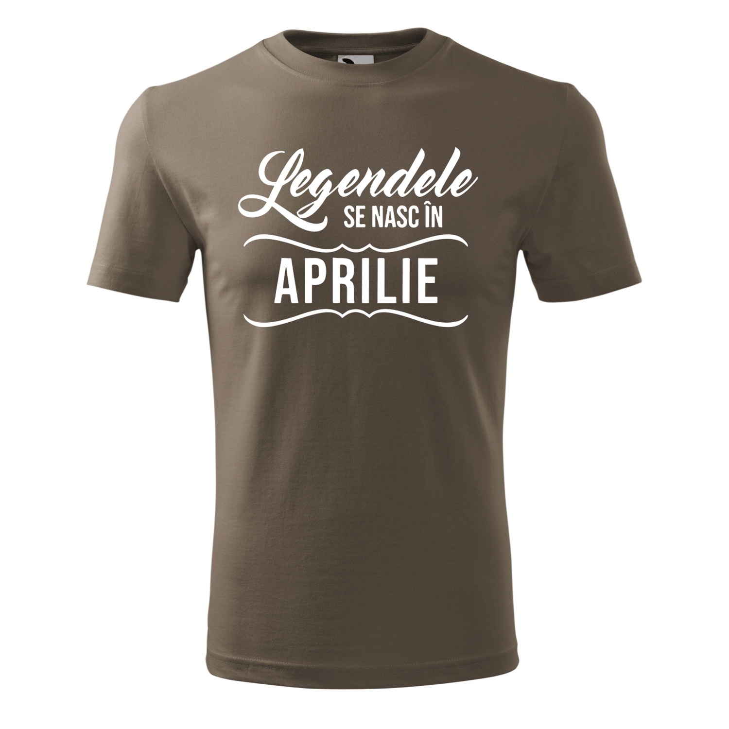 Tricou pentru barbati,personalizat  Legendele se nasc in aprilie , Kaki, marimea M fotografia produsului