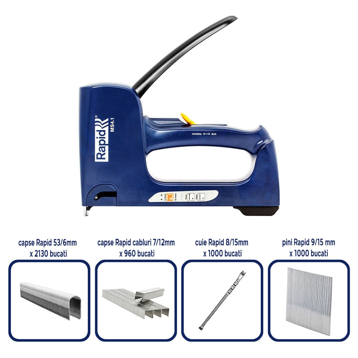 Rapid - Set Capsator tacker Rapid Multitacker MS4.1, reglare forta ...