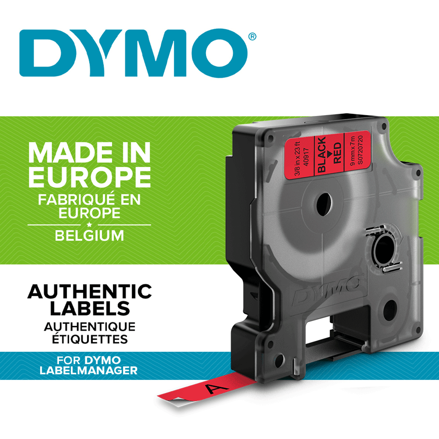 Etichete autocolante, DYMO LabelManager D1, 9mm x 7m, negru rosu, 40917, S0720720 fotografia produsului View 2 L