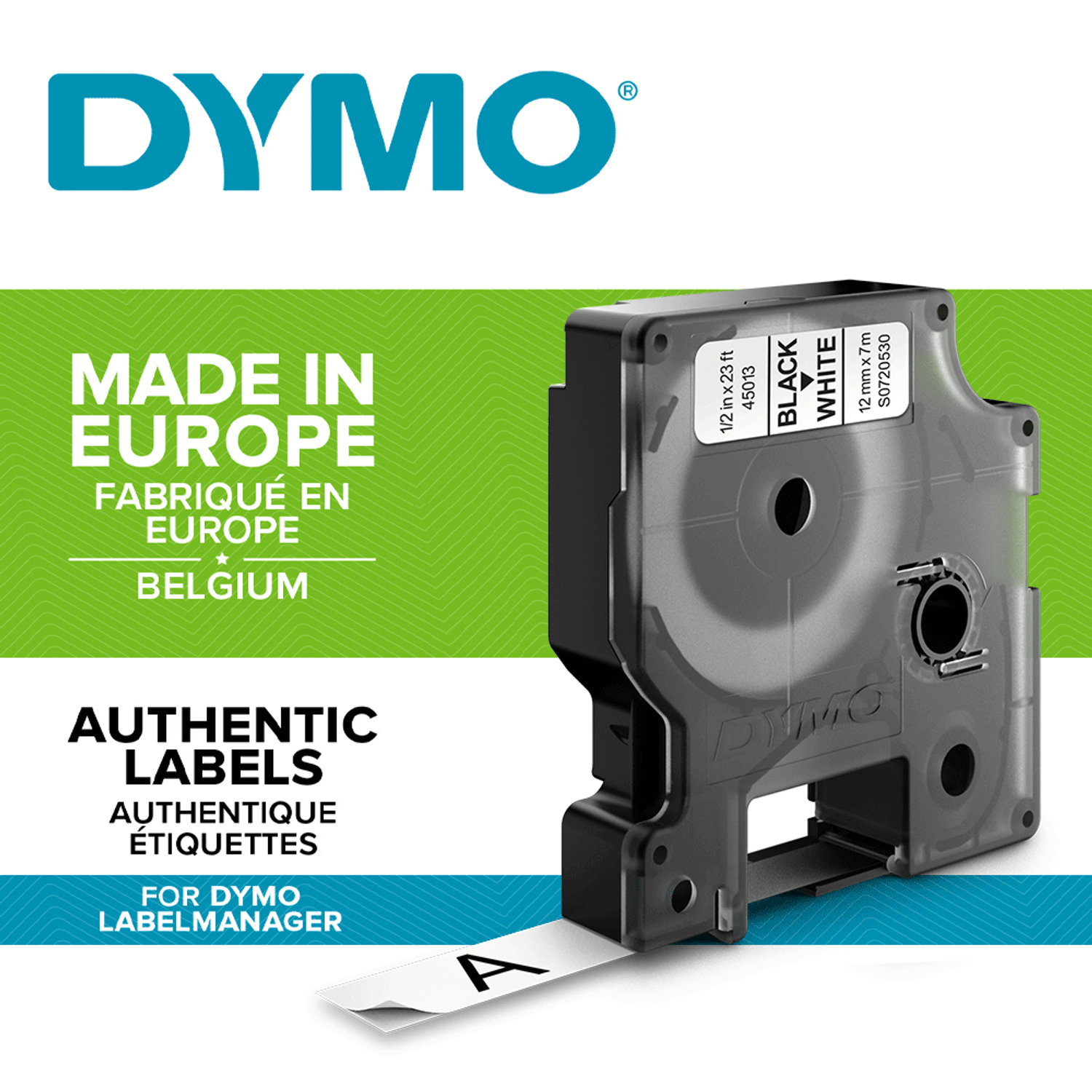 Etichete autocolante, DYMO LabelManager D1, 12mm x 7m, negru alb, 45013 S0720530 fotografia produsului View 2 L