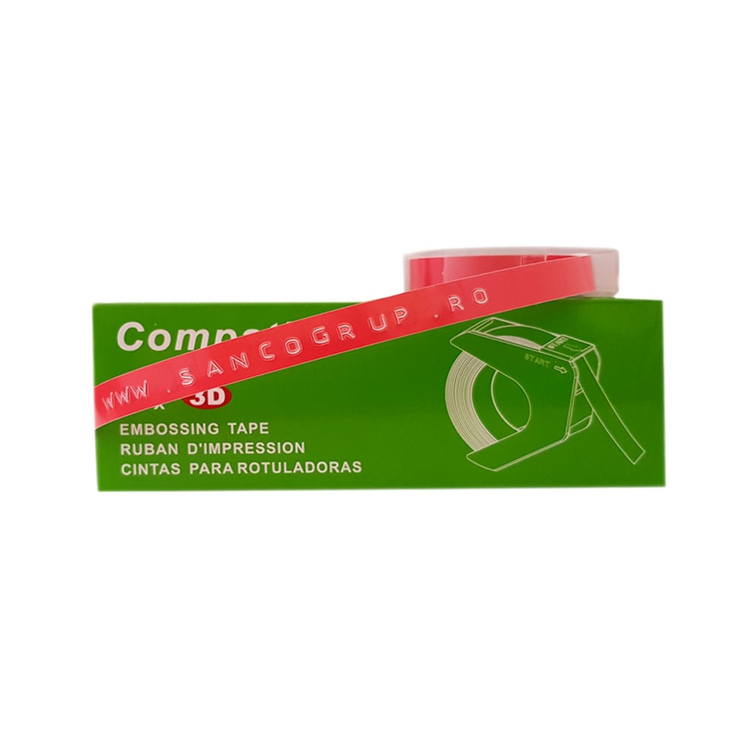 Banda etichete embosabile Omega, 9mm x 3m, roz 520105 fotografia produsului View 2 L